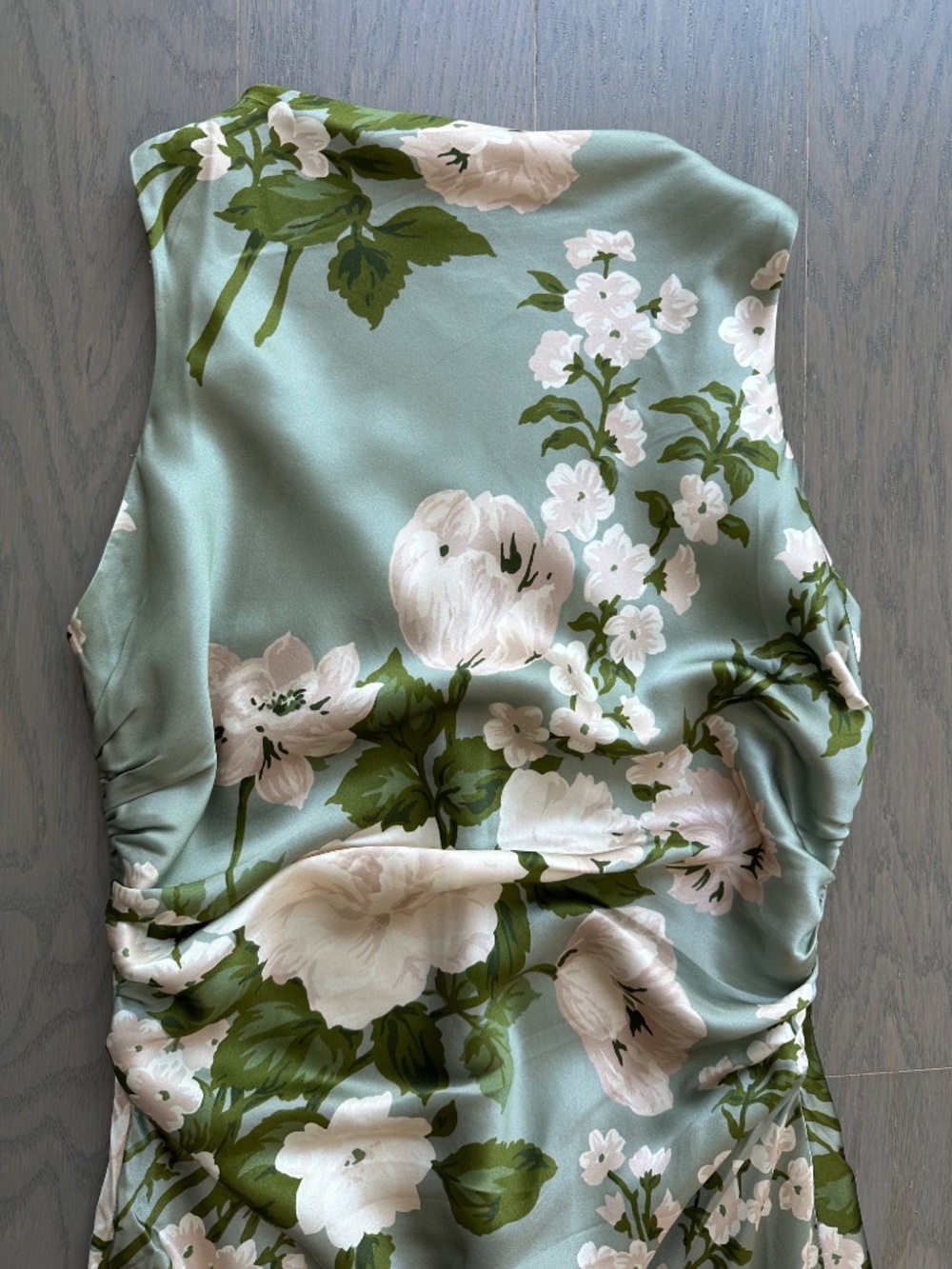 Reformation ANAIIS Silk Maxi Dress Tarragon Green Floral - Size 0 - with tags - Picture 4 of 10
